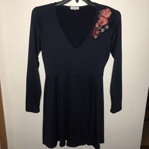 Socialite Navy Blue Dress with Flowers